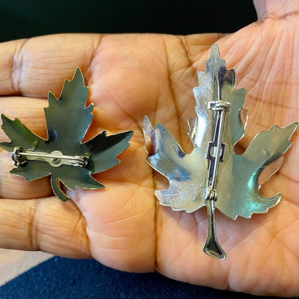 Leaf Brooch Pin Set. One Is Colorful Enamel. The … - image 4